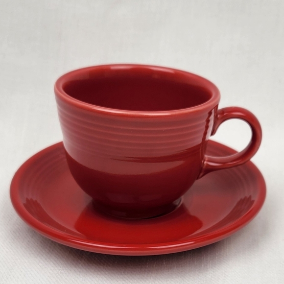 Fiesta Homer Laughlin Red Coffee/ Tea Mug Cup & Saucer Plate - Picture 1 of 6